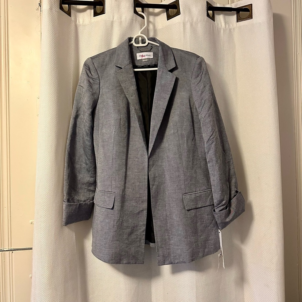 Calvin Klein NWT Gray Linen Blazer Size 12
